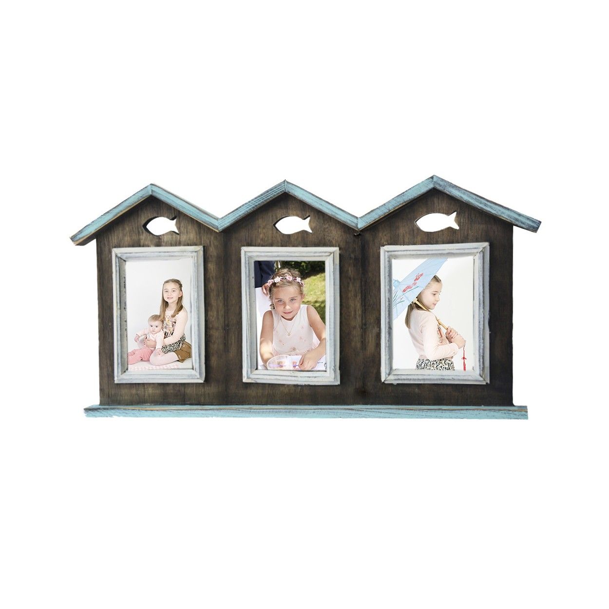 Cadre Photo/photo Titulaire, 10 x 15 cm, Fabriqué en Bois, avec des touches de Bleu et de Blanc. Élégant et Moderne conception