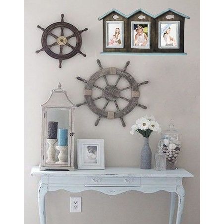 Photo frame/photo Holder, 10x15cm, Made in Wood, with touches of Blue and White. Stylish and Modern design - Home and More