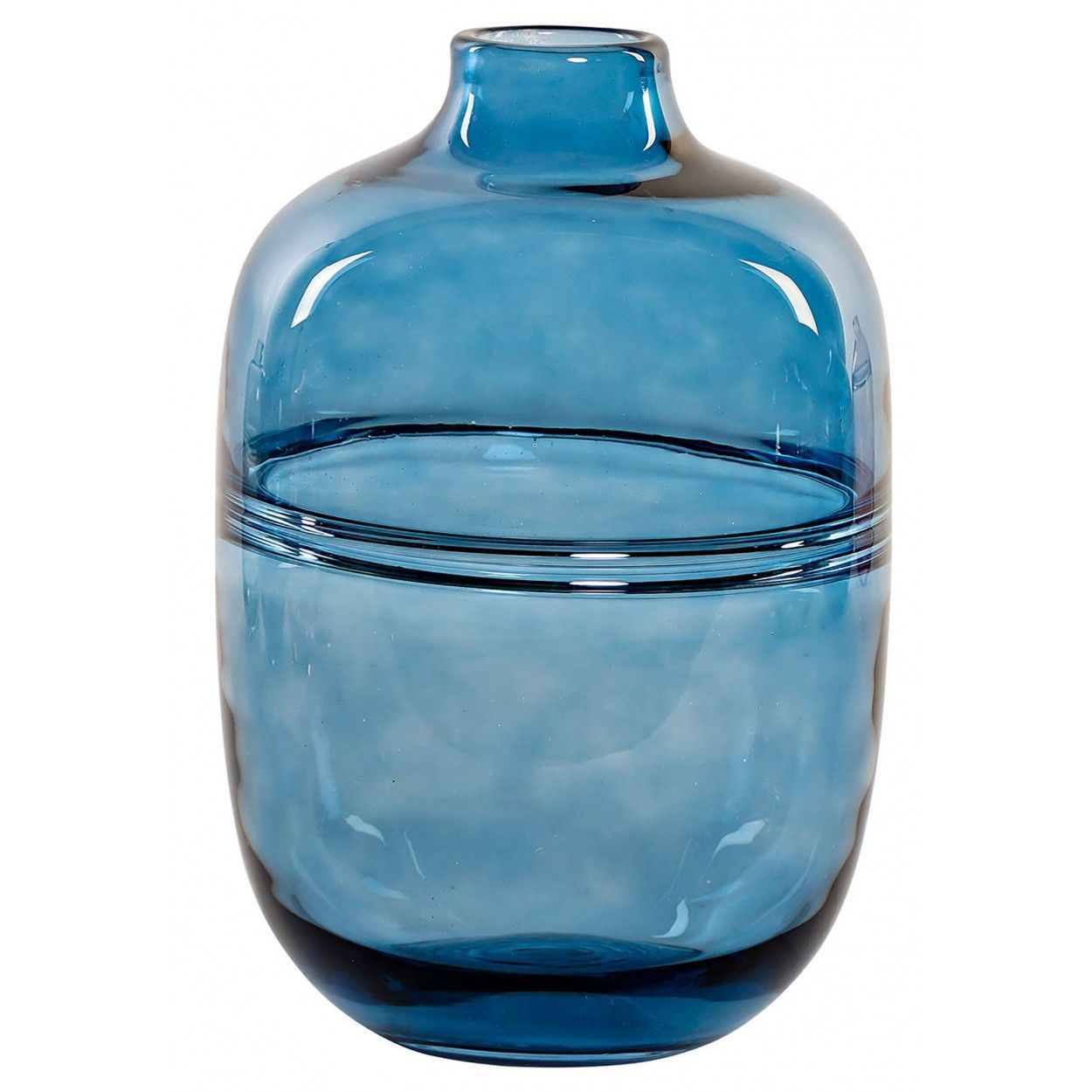 Jarron decorativo de Cristal en color Azul para Salon/Comedor. 2 Tamaño diferentes.