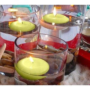 Floating candle Green, Pack of 10, Decorative Candles, Floating to Water 4,5x2,5 cm