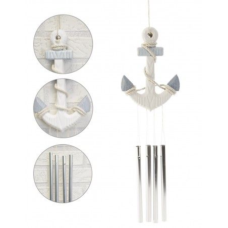 Rilevatore Di Porta, Ancora In Legno Decorativo. La decorazione a base di Pesce con Campane Tubolari di Metallo 12X3X50