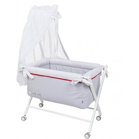 Cuna Naf Naf  Tijera Completa de Algodón con Velo, Edredón, Colchón y Almohada