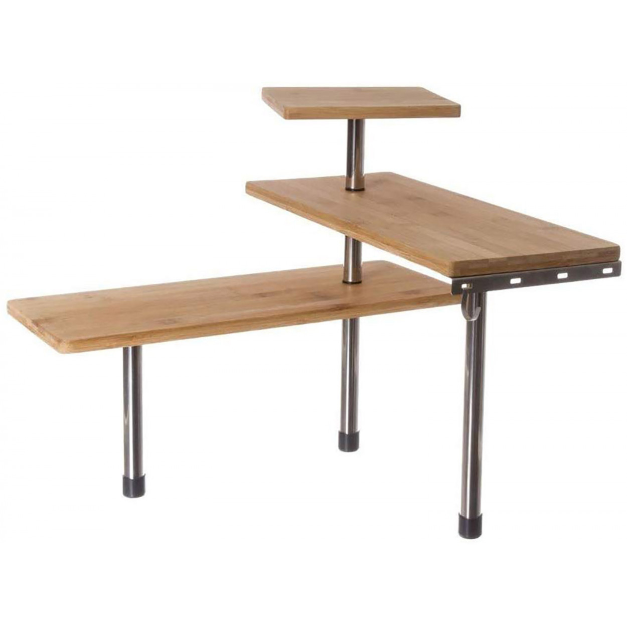 Étagère d'Angle, Naturel Bambou et inox pour salle de Bain, Chambre à coucher, Bureau.