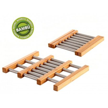 Salvamantel de pliage, de bambou et acier inoxydable 
