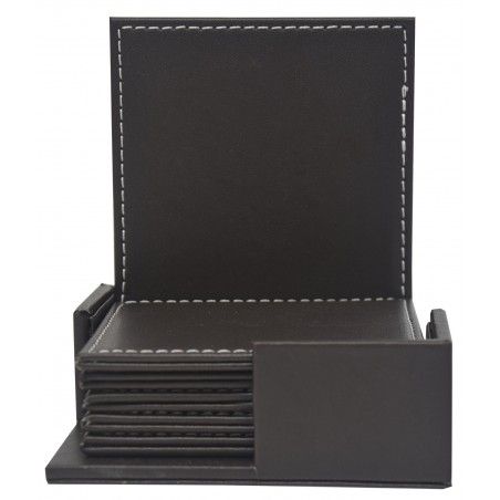 Coasters square imitation leather with holder set of six units - Home and more