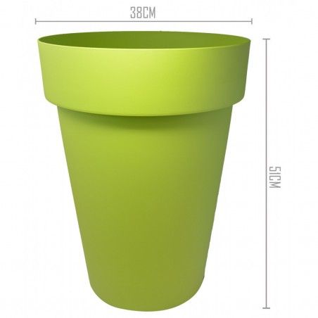 Maceteros Int/Ext. Grandes de PVC, Verde 40L, Circular Hidro-riego,38x38x51cm