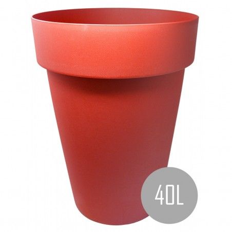 Maceteros Int/Ext. Grandes de PVC, Rojo 40L, Hidro-riego,38x38x51cm