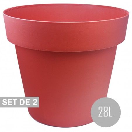 Maceteros Int/Ext. Grandes de PVC, Rojo 28L, Maceteros Hidro-riego 40x40x34cm