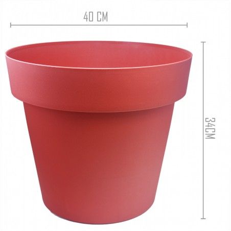 Maceteros Int/Ext. Grandes de PVC, Rojo 28L, Maceteros  con Hidro-riego, Decoración Moderna, 40x40x34cm