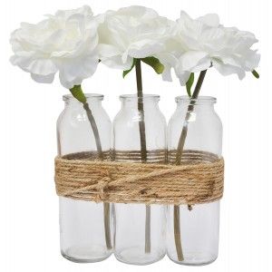 Jardinières Décoratives Élevée d'Intérieur, Fleurs Artificielles, Blanc Vase, Décoration, Moderne/Vintage, 23X16cm