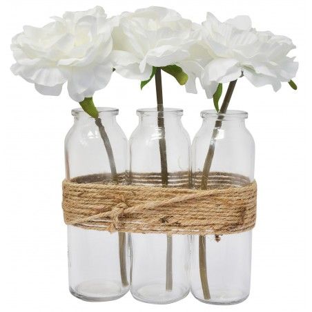 Jardinières Décoratives Élevée d'Intérieur, Fleurs Artificielles, Blanc Vase, Décoration, Moderne/Vintage, 23X16cm