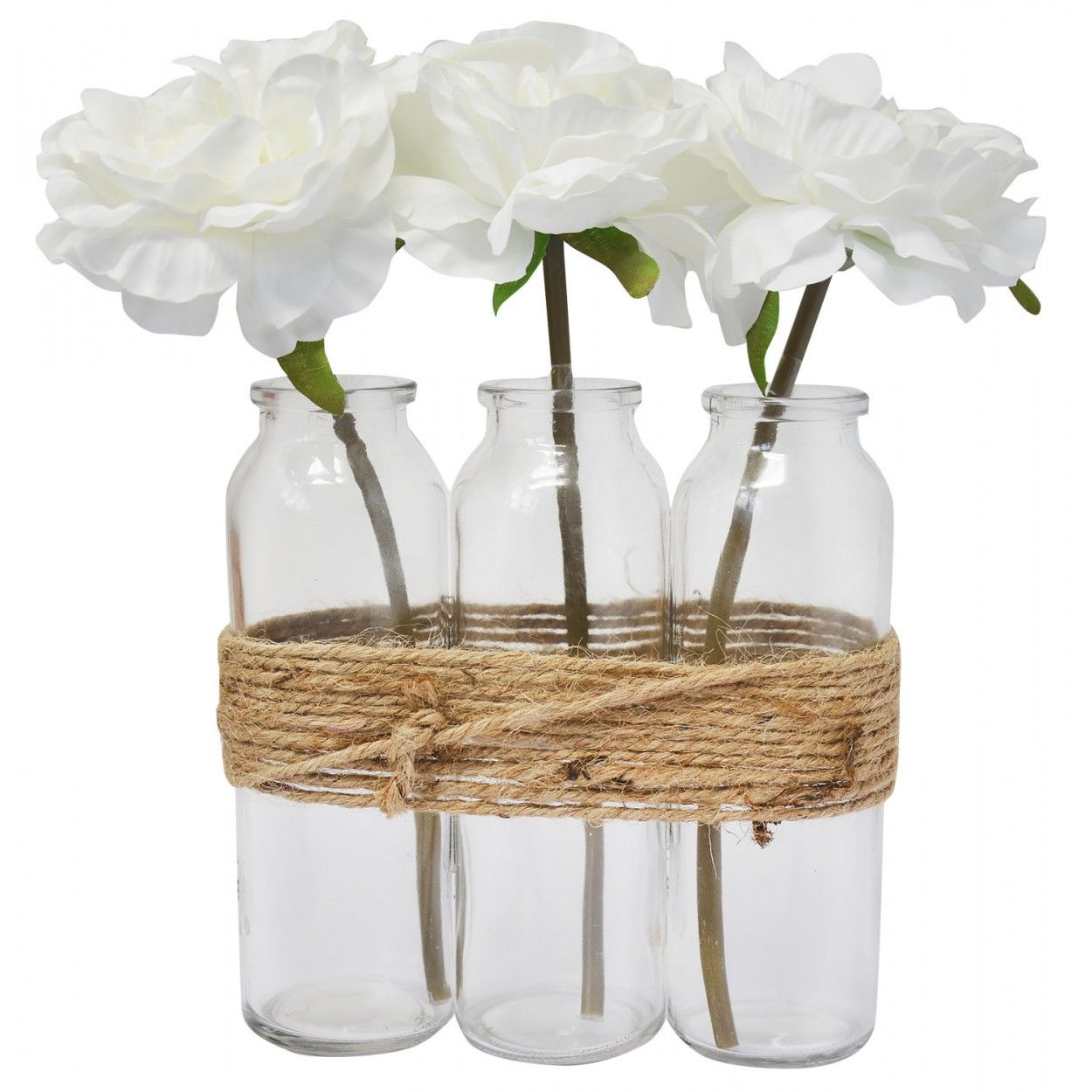 Jardinières Décoratives Élevée d'Intérieur, Fleurs Artificielles, Blanc Vase, Décoration, Moderne/Vintage, 23X16cm