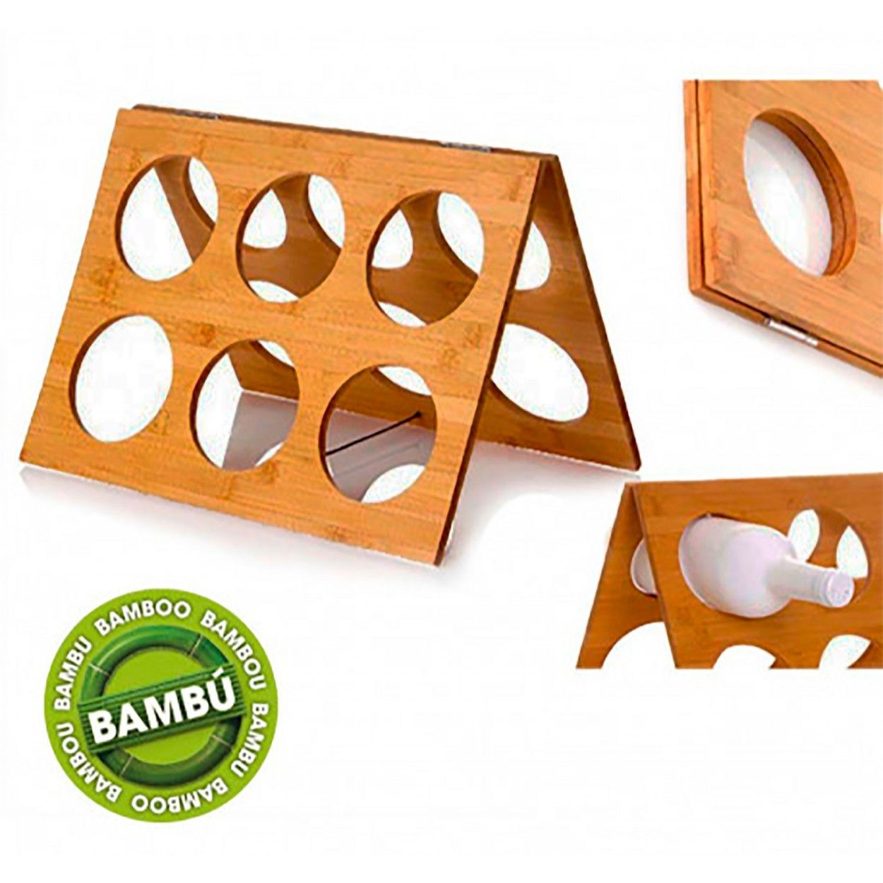 Bottiglia di bambù pieghevole (35.5x25) 6 bottiglie 