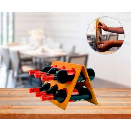 Folding bamboo bottle rack (35.5x25) 6 bottles 