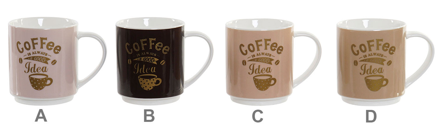Taza/Mug de porcelana con diseño Vintage,4 surtidos diferentes 11,5X8X11cm