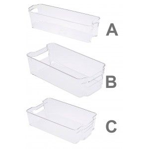 Caja de Almacenamiento para Nevera color Transparente, Tres Tamaños diferentes