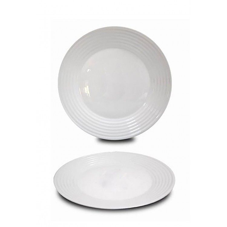 Plato Llano Ø27 cm Blanco en set de 4, Vajilla Resistente y Elegante.