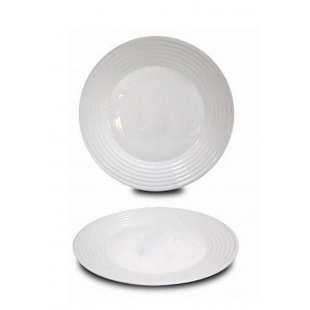 Plato Llano Ø27 cm Blanco en set de 4, Vajilla Resistente y Elegante.