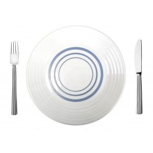 Plato para Postre, Hondo o Llano, Diseño Original, Vajilla Blanca y Azul