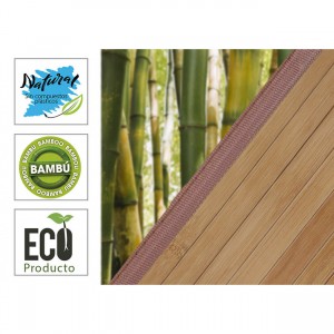 Alfombra Antideslizante Natur Marrón De Bambú Natural 60 X 45 cm Sostenible, Impermeable con Borde Textil 60x45
