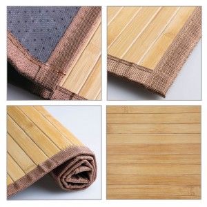 Alfombra Antideslizante Natur Marrón De Bambú Natural 60 X 45 cm Sostenible, Impermeable con Borde Textil 60x45