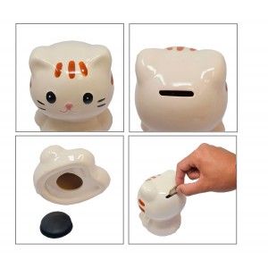 Hucha Infantil de Gatito, Realizada en Cerámica. 3 Colores diferentes 13X9X9cm