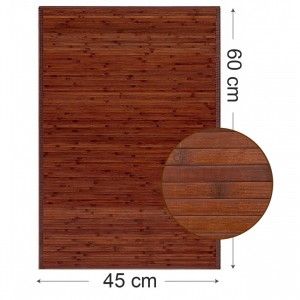 Alfombra para Baño Antideslizante Natur, Marrón Oscuro, De Bambú Natural, 60 X 45 cm Sostenible, Impermeable, Borde Textil 60x45