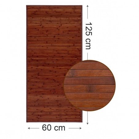 Alfombra  Pasillera  Antideslizante, de  color Marrón, de Bambú Natural 125 X 60 cm Sostenible, Impermeable, Borde Textil 125x60