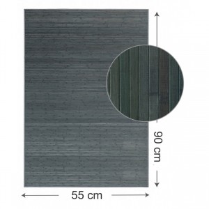 Alfombra para Baño Antideslizante Natur, Gris Opalino, De Bambú Natural, 90 X 55 cm Sostenible, Impermeable, Borde Textil 90x55