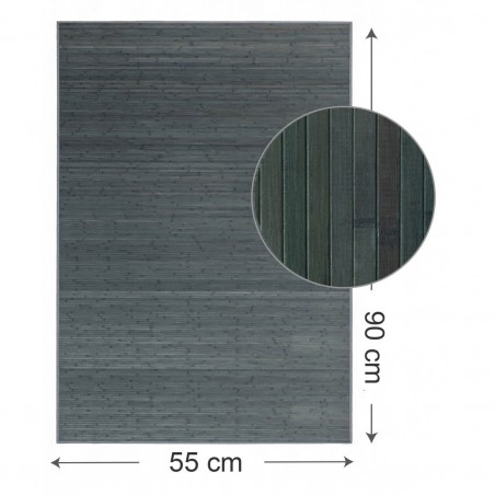 Alfombra para Baño Antideslizante Natur, Gris Opalino, De Bambú Natural, 90 X 55 cm Sostenible, Impermeable, Borde Textil 90x55