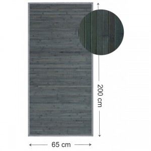 Alfombra Pasillera Antideslizante, color Gris Opalino, de Bambú Natural 65 X 200 cm Sostenible, Impermeable, Borde Textil 65x200