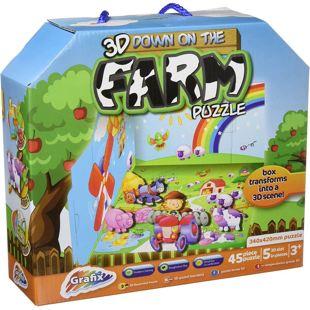 Puzzle 3D Farm con maletín para Niños, 45 piezas, Juegos Infantiles.