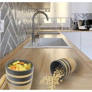 Pots en Bambou et Céramique pour la mise en conserve avec Support en Métal. 7 Pièces avec un Couvercle 38x19x9 cm