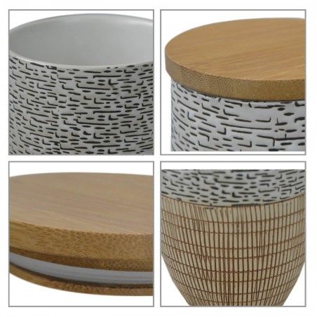 Jars of Bamboo and Ceramics for Canning with Metal Bracket. 7 Pieces with a Lid 38x19x9 cm