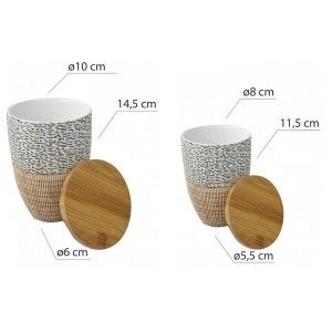Jars of Bamboo and Ceramics for Canning with Metal Bracket. 7 Pieces with a Lid 38x19x9 cm