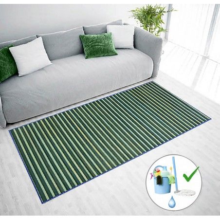 ALFOMBRA DE BAMBÚ NATURAL PARA SALÓN/COMEDOR, BLUE SKY COLOR AZUL OPALINO, 180 X 250 CM. HOGAR Y MAS.