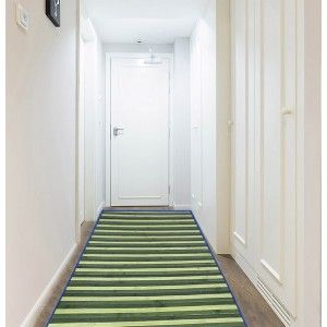Carpet Pasillera of Natural Bamboo, a bluish tone firm Blue Sky in a Greenish Blue color, Home and More