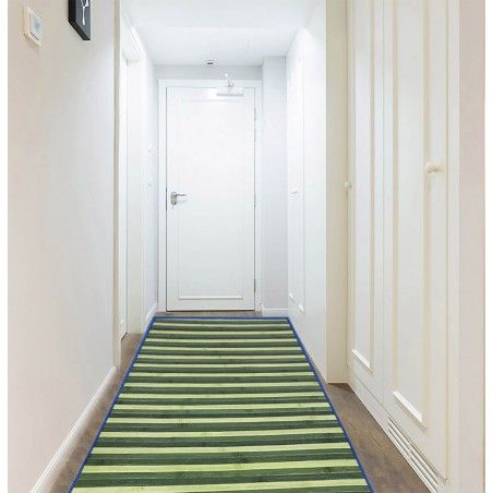 Alfombra Pasillera, de Rayas Verdes, de Bambú Natural 175 X 75cm Natur 175x75 - Hogar y Más