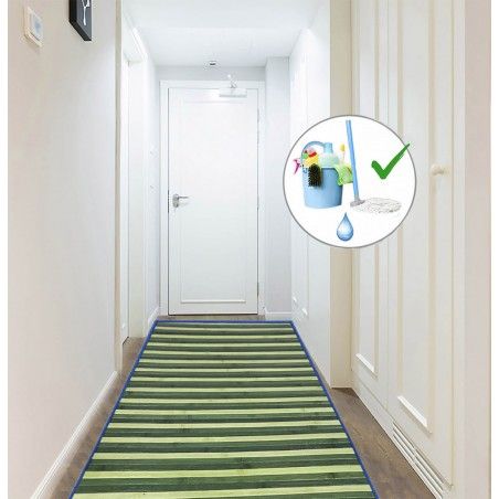 Alfombra Pasillera, de Rayas Verdes, de Bambú Natural 175 X 75cm Natur 175x75 - Hogar y Más