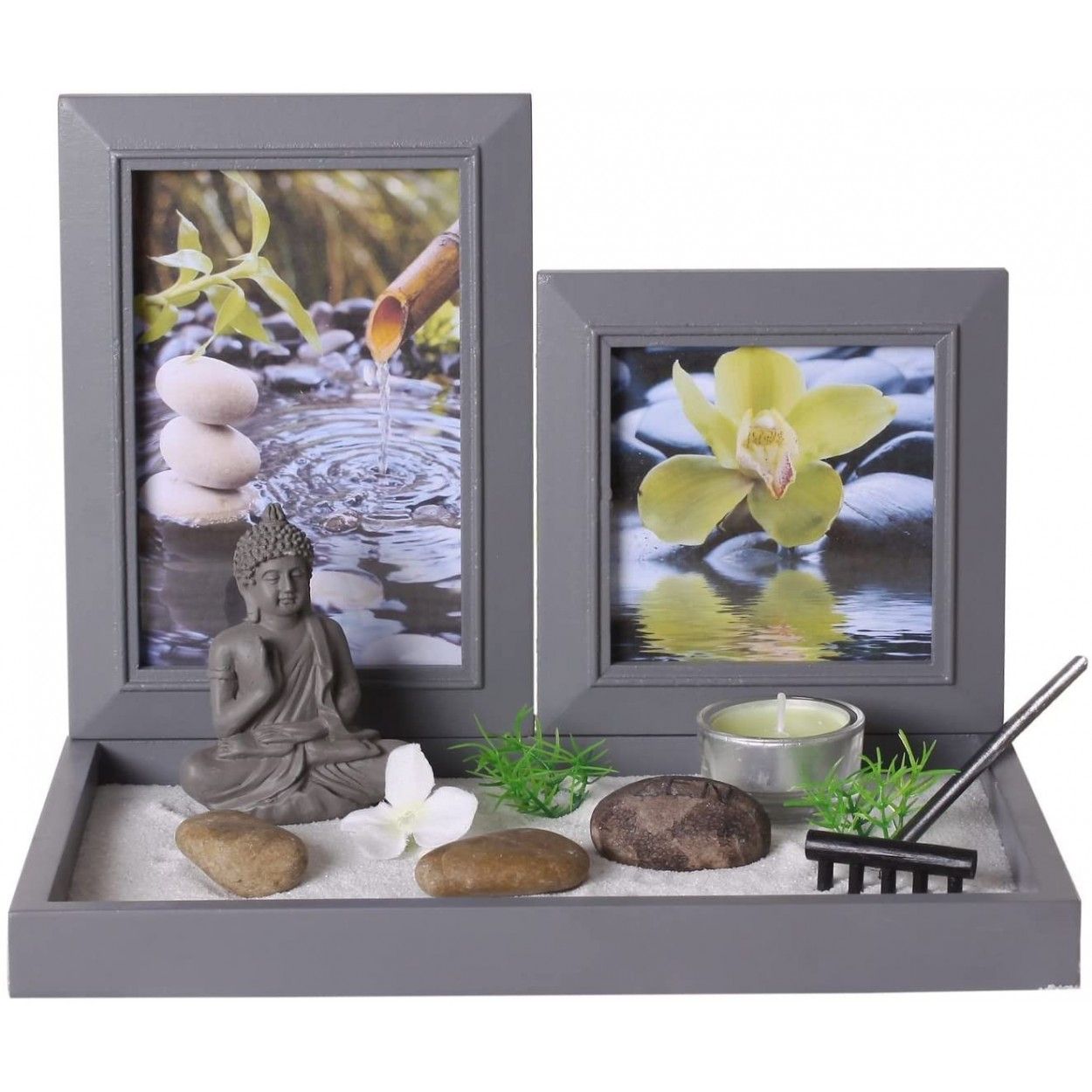 Jardín Zen Decoración Buda Original, Portavelas 26,5x18x20 cm