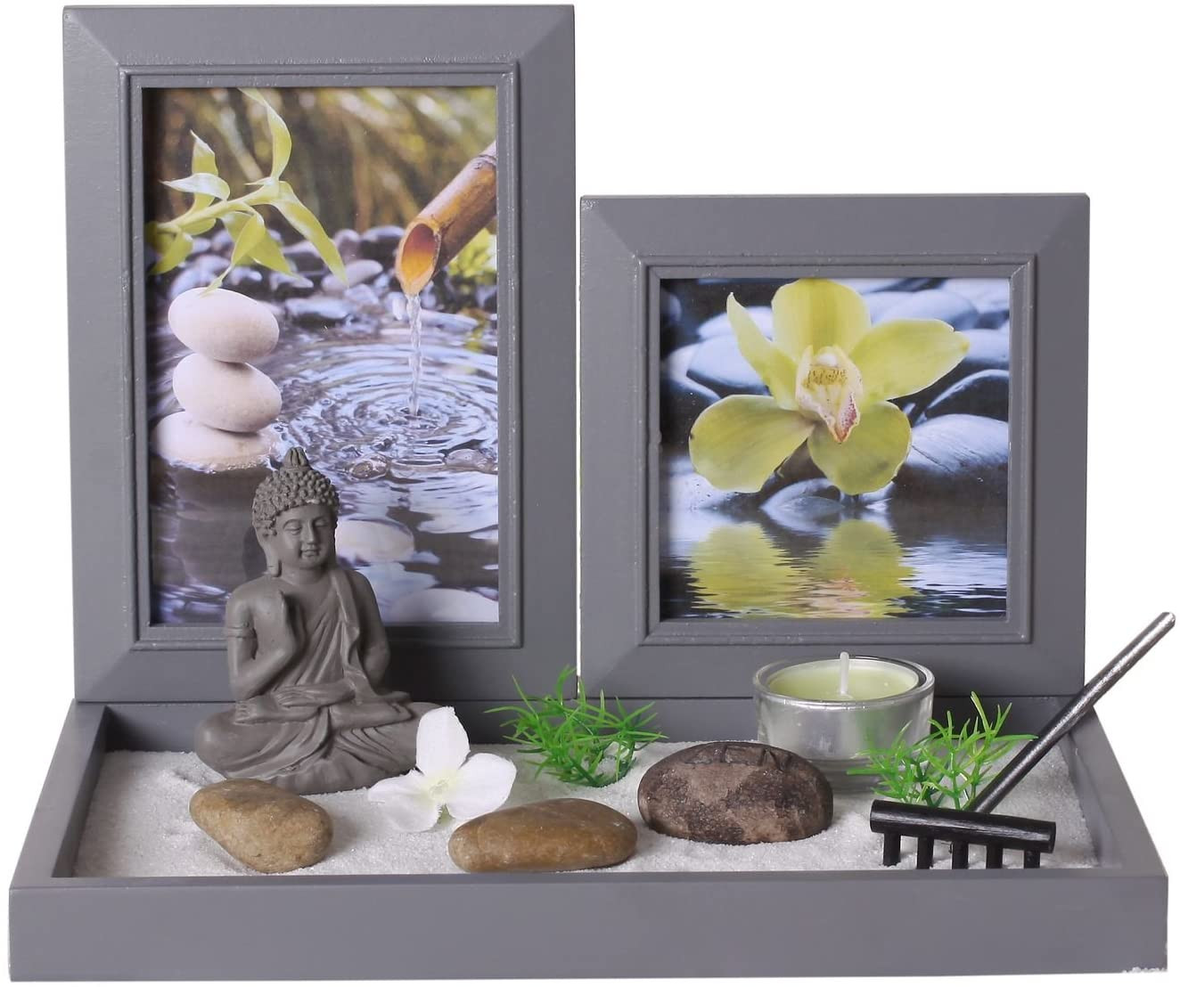 Jardín Zen Decoración Buda Original, Portavelas 26,5x18x20 cm