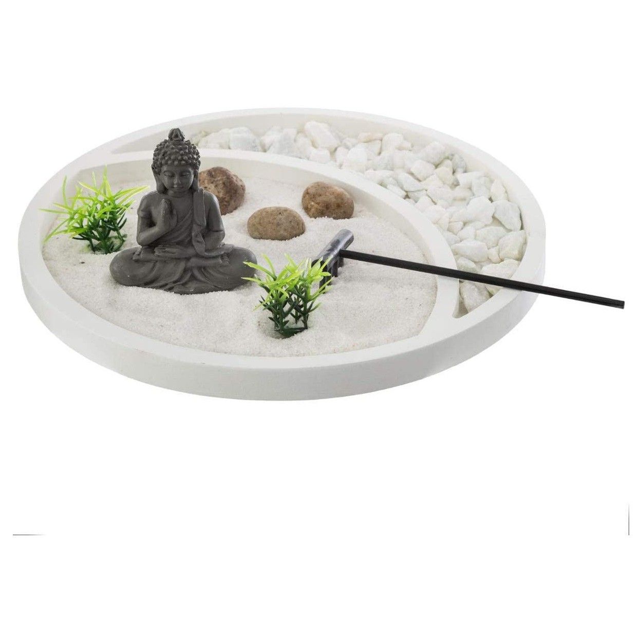 Jardin Zen Bandeja Redonda, Decoración Buda Original, Rastrillo ø22 cm