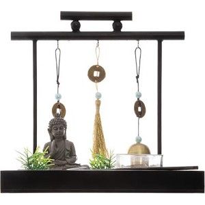 Jardín zen con decoraciones colgantes, Decoración buda original 18X18X18,5cm