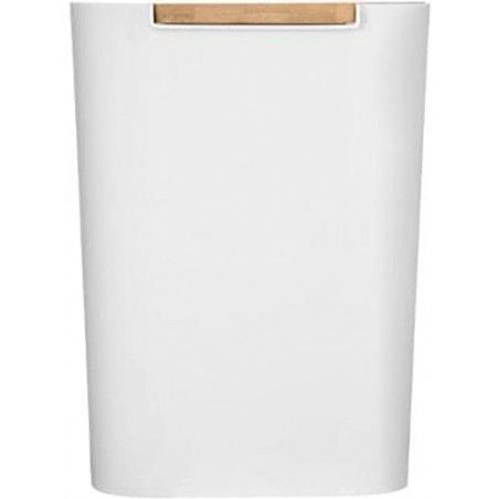Papelera Blanca con tapa Bambú, Basura 5L