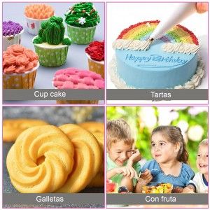 Manga pastelera de Plástico para Cocina- reposteria, 6 piezas diferentes 33X15cm