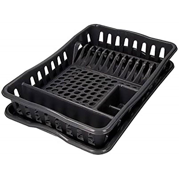 Escurreplatos de PVC con bandeja para Fregadero, Color gris 48,30X32,50X8cm