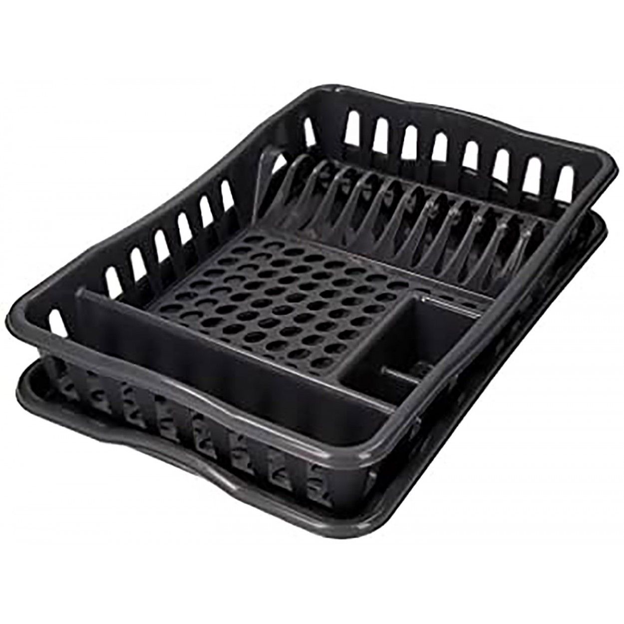 Escurreplatos de PVC con bandeja para Fregadero, Color gris 48,30X32,50X8cm