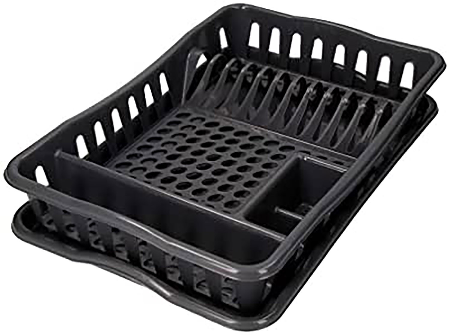 Escurreplatos de PVC con bandeja para Fregadero, Color gris 48,30X32,50X8cm