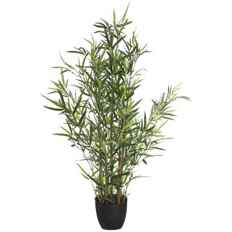 Planta Bambú Artificial con Maceta Negra, Decoración de Interior Realista, 90 cm.
