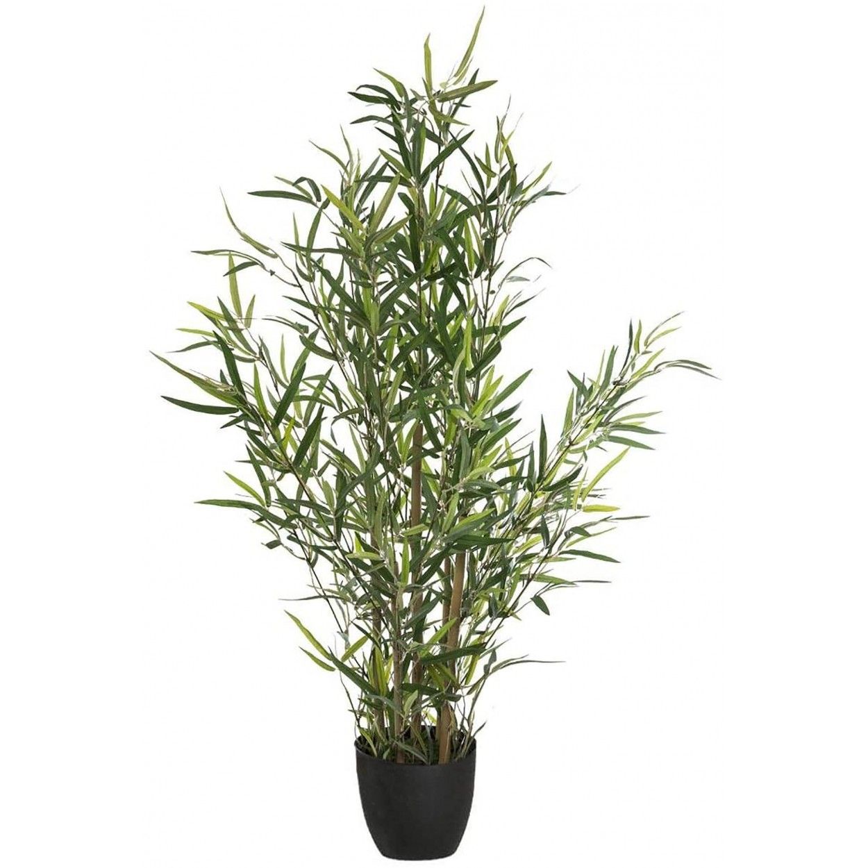 Planta Bambú Artificial con Maceta Negra, Decoración de Interior Realista, 90 cm.